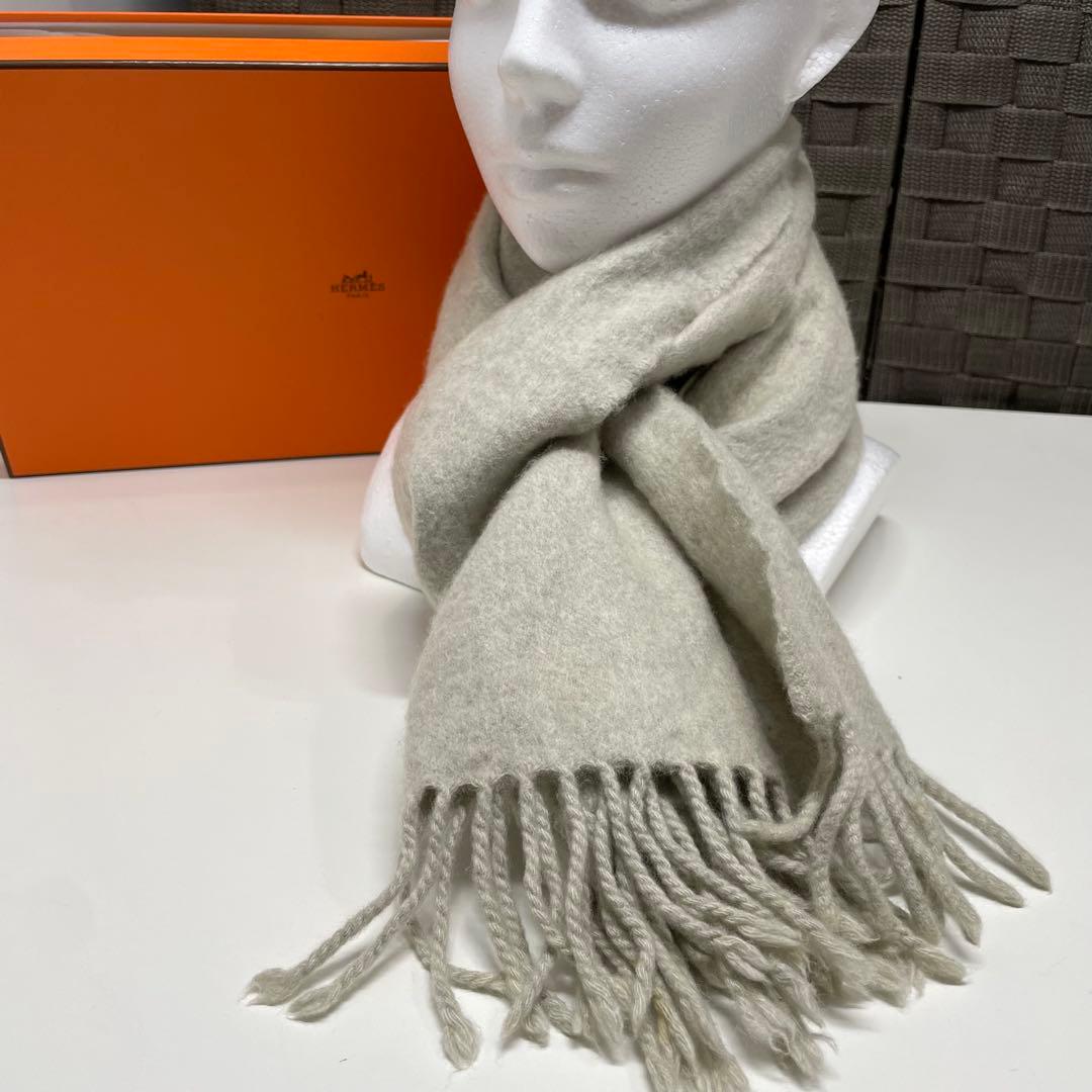 a*i様 HERMES 100%カシミヤ マフラー ライトグリーン