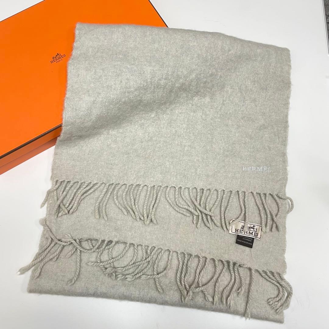 a*i様 HERMES 100%カシミヤ マフラー ライトグリーン