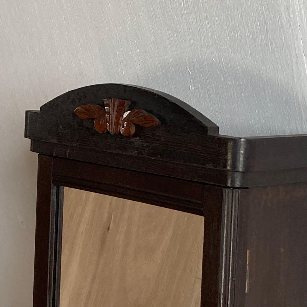 古い3段 飾り棚 ミラーキャビネット ドレッサー ウォールミラー