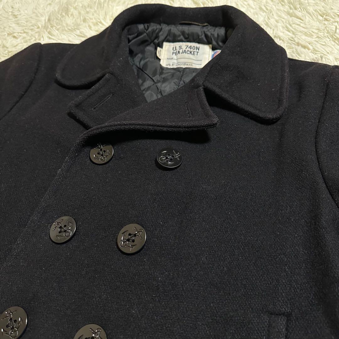 美品 大きいサイズ 42 SCHOTT Pコート XL 740N USA製 黒