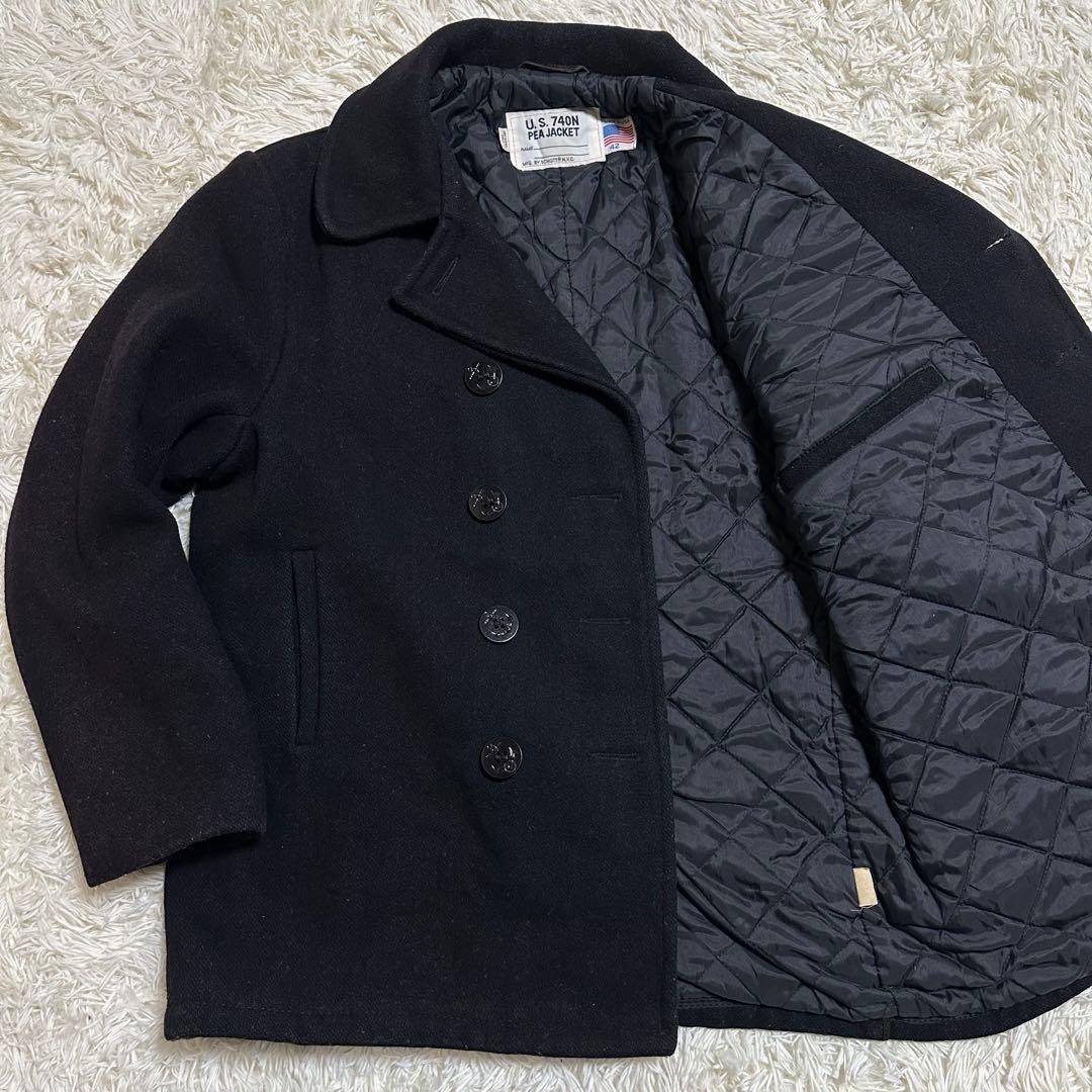 美品 大きいサイズ 42 SCHOTT Pコート XL 740N USA製 黒