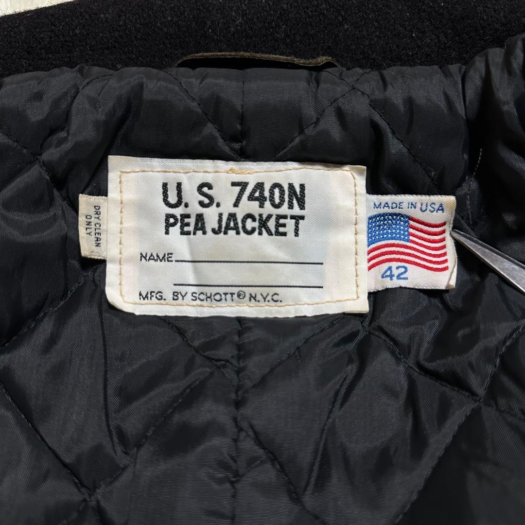 美品 大きいサイズ 42 SCHOTT Pコート XL 740N USA製 黒