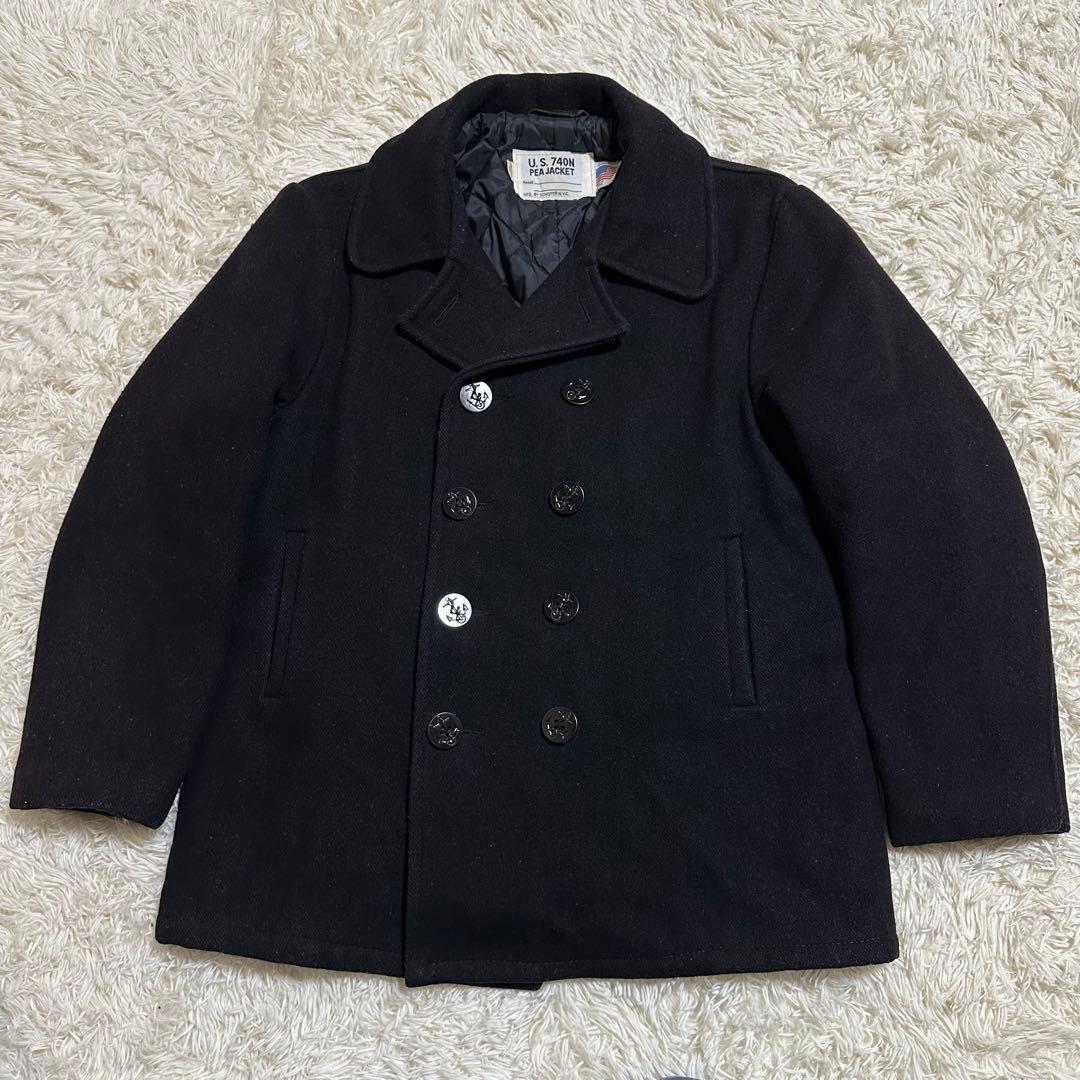 美品 大きいサイズ 42 SCHOTT Pコート XL 740N USA製 黒