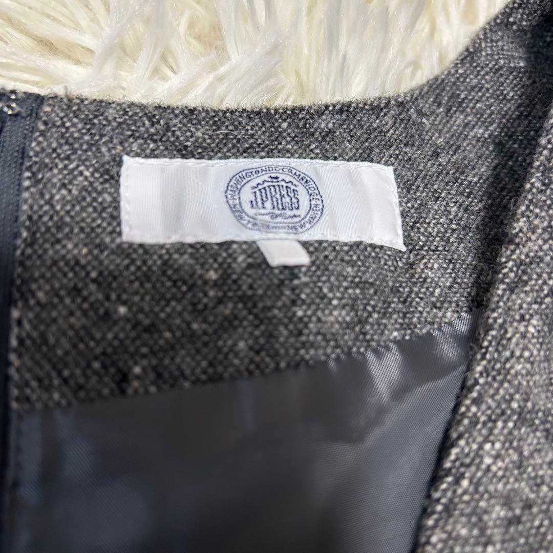 J.PRESS シルクネップ ツイードジャンパースカート グレー大きいサイズXL