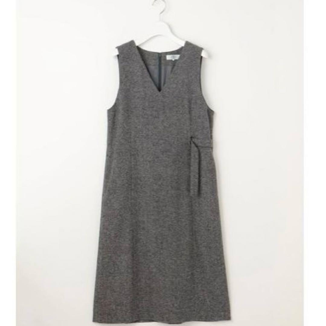 J.PRESS シルクネップ ツイードジャンパースカート グレー大きいサイズXL