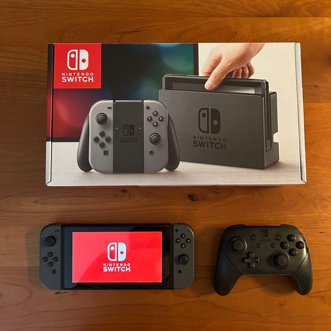 Nintendo Switch本体 グレー Proコントローラー 純正プロコン付