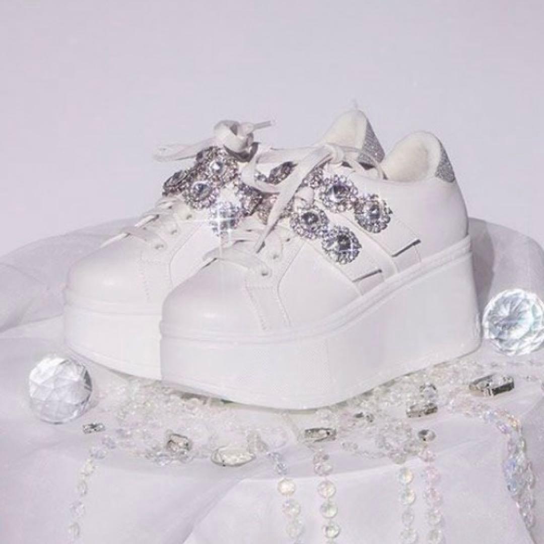 michellMacaron ミシェルマカロン 厚底ビジュースニーカー Sサイズ