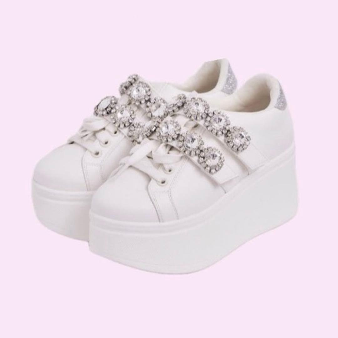 michellMacaron ミシェルマカロン 厚底ビジュースニーカー Sサイズ