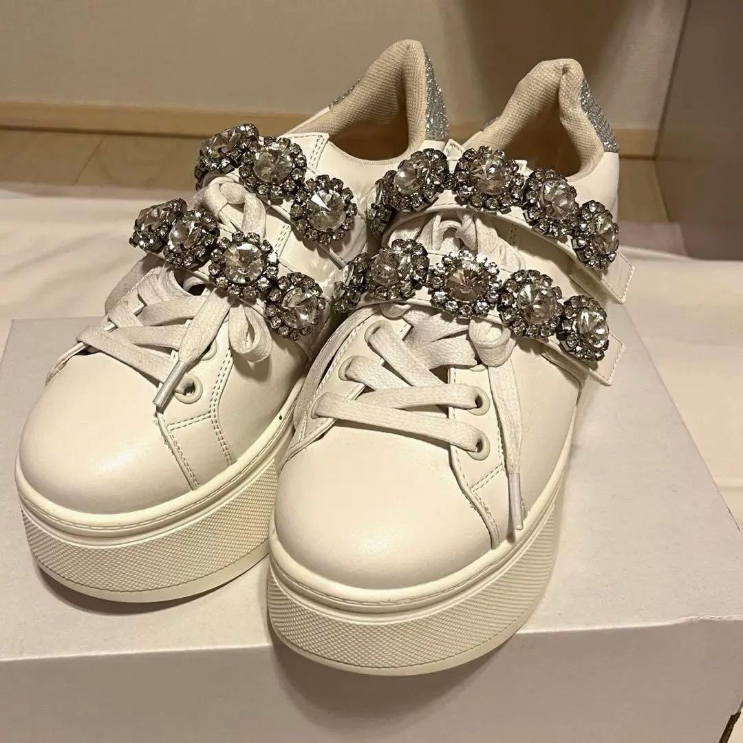 michellMacaron ミシェルマカロン 厚底ビジュースニーカー Sサイズ