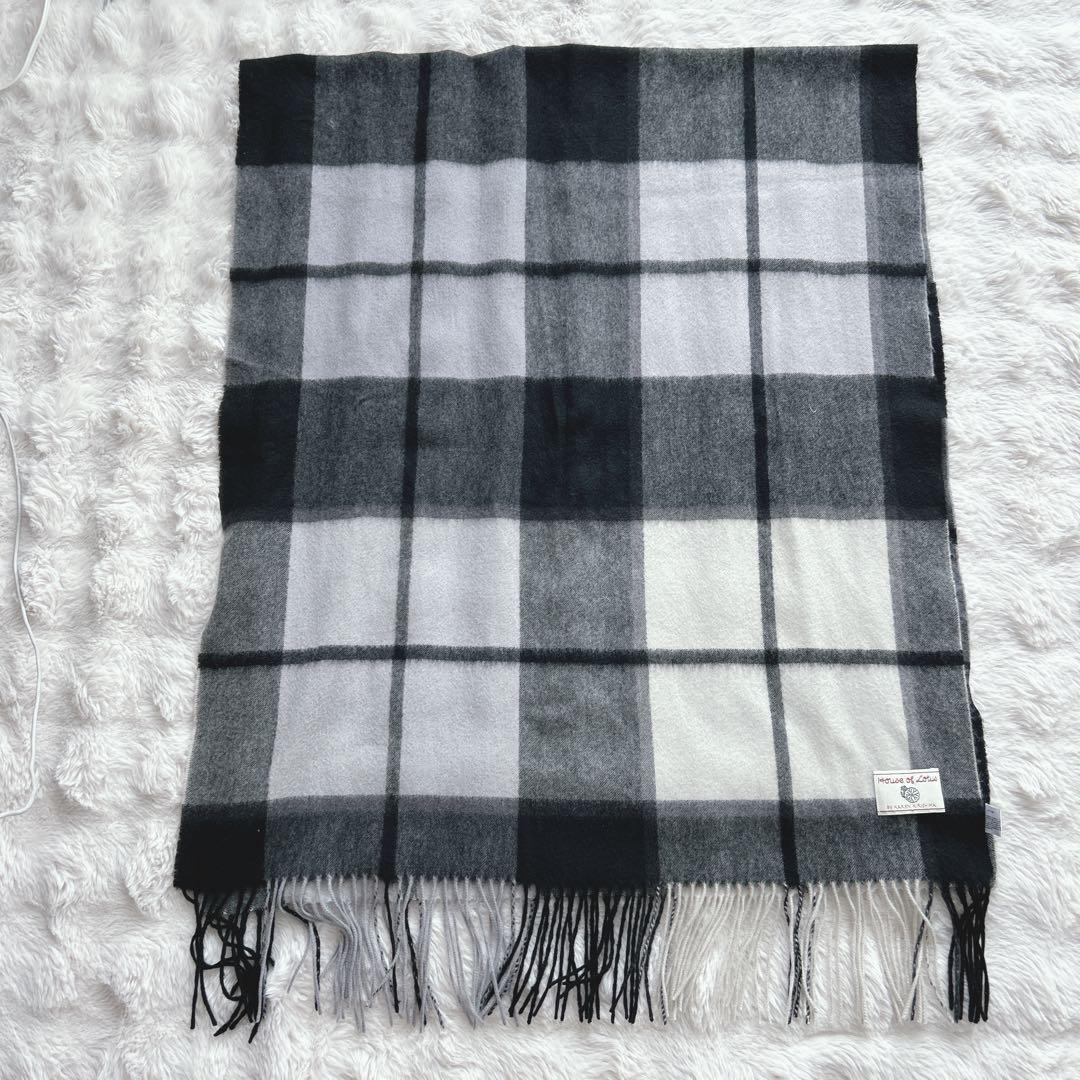 ハウスオブロータス★大判マフラー　ストール　カシミヤ100% ユニセックス　黒