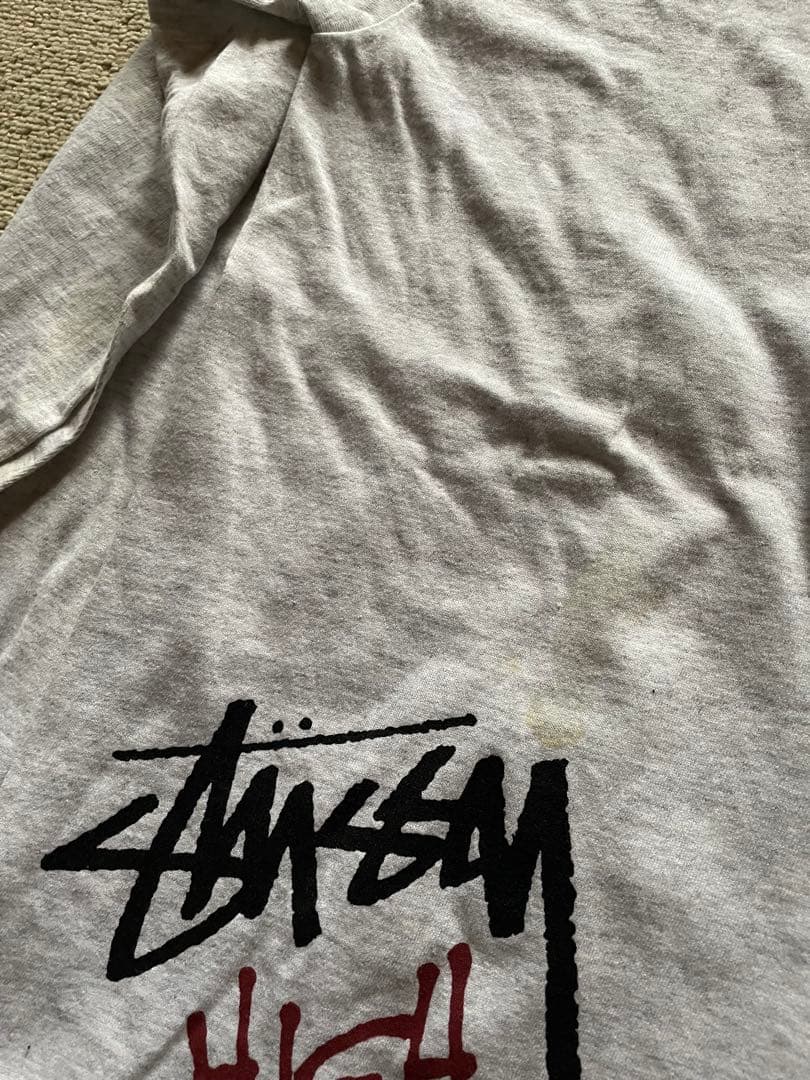80's old Stussy スプレー缶 グレー ロングスリーブTシャツ