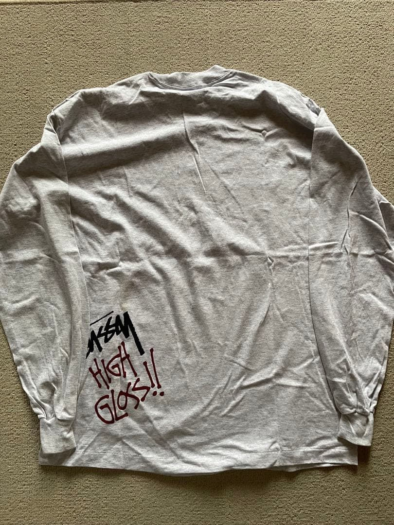 80's old Stussy スプレー缶 グレー ロングスリーブTシャツ