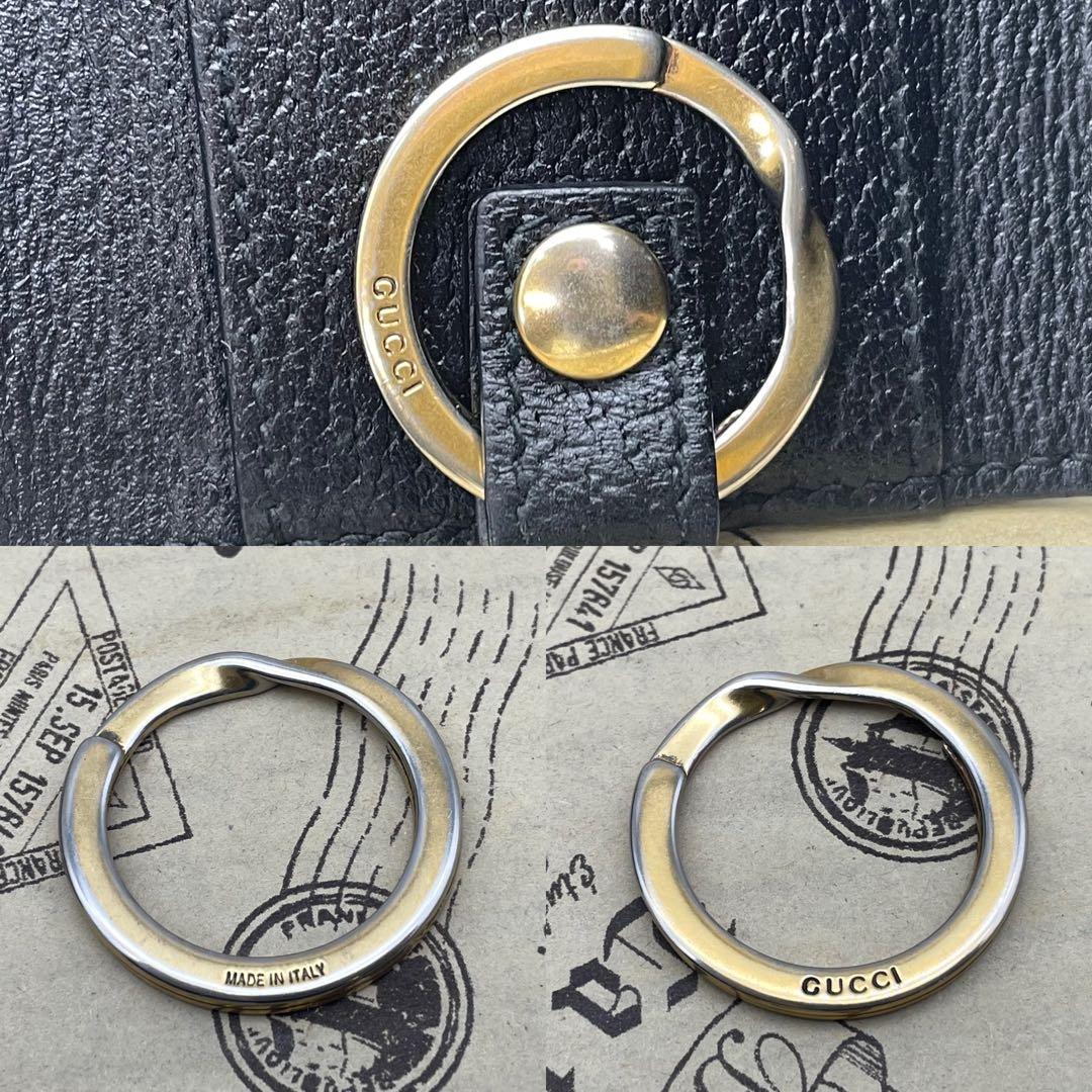 グッチ キーケース 鍵 GGマーモント 革 黒 6連 FP401