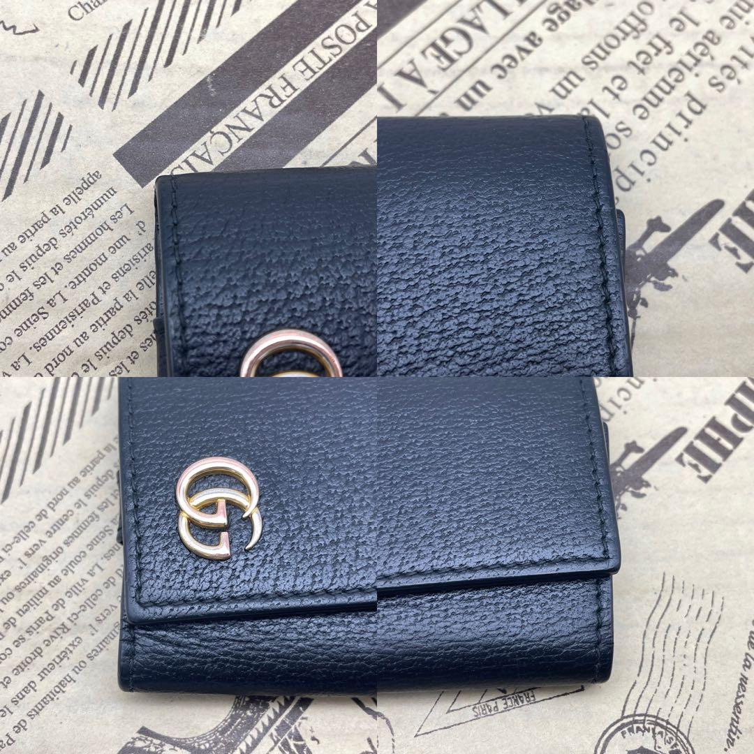 グッチ キーケース 鍵 GGマーモント 革 黒 6連 FP401