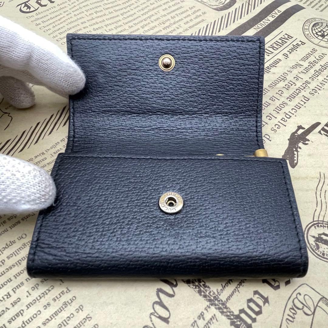 グッチ キーケース 鍵 GGマーモント 革 黒 6連 FP401