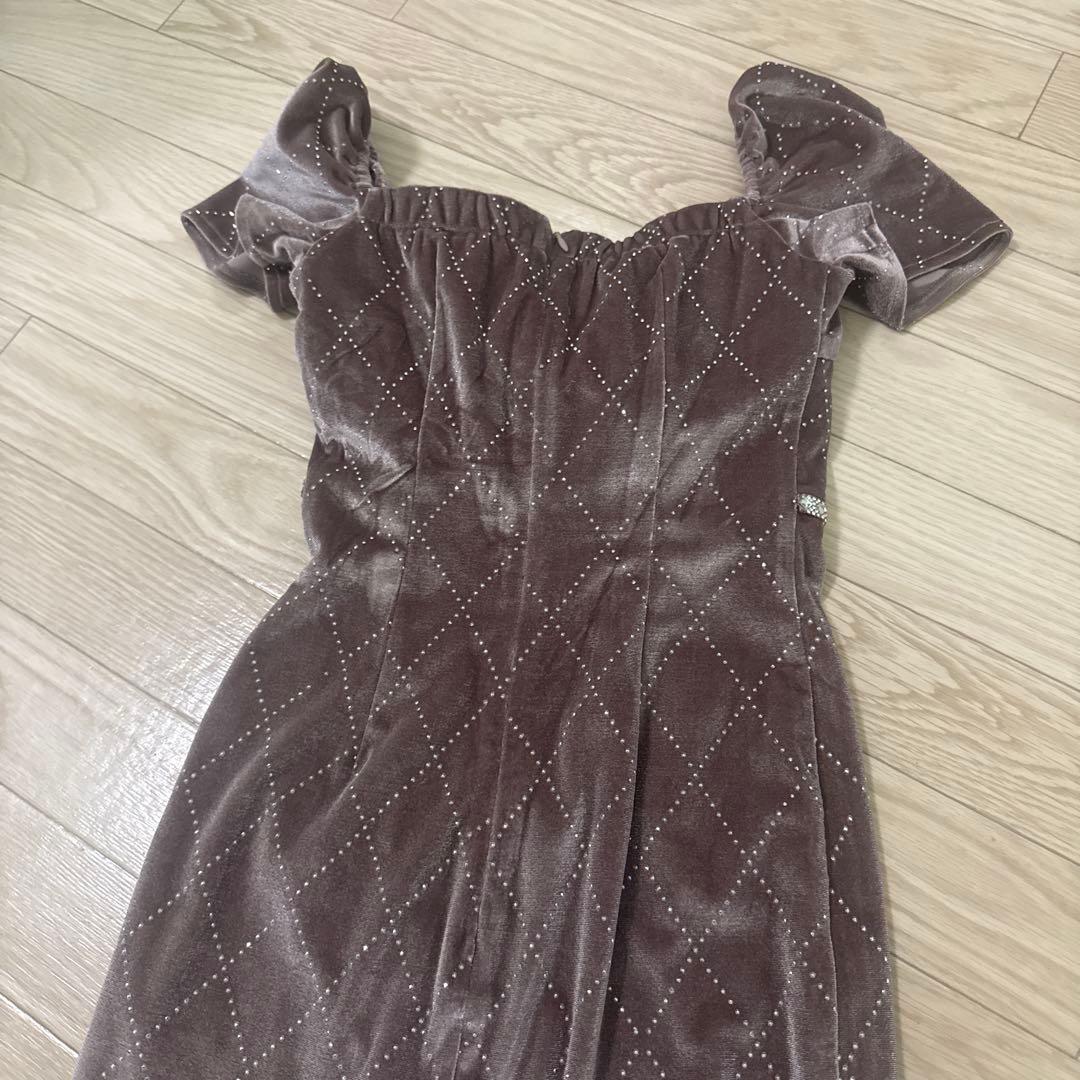 jewels XSサイズ ベルベットピンクドレス リボン ビジュー