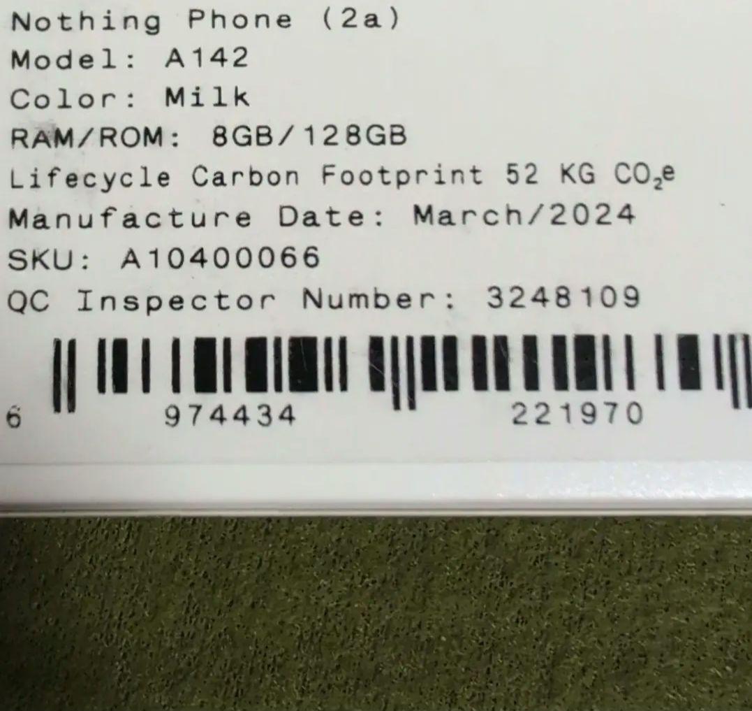 Nothing Phone (2a) Milk 国内版 SIMフリー 128GB