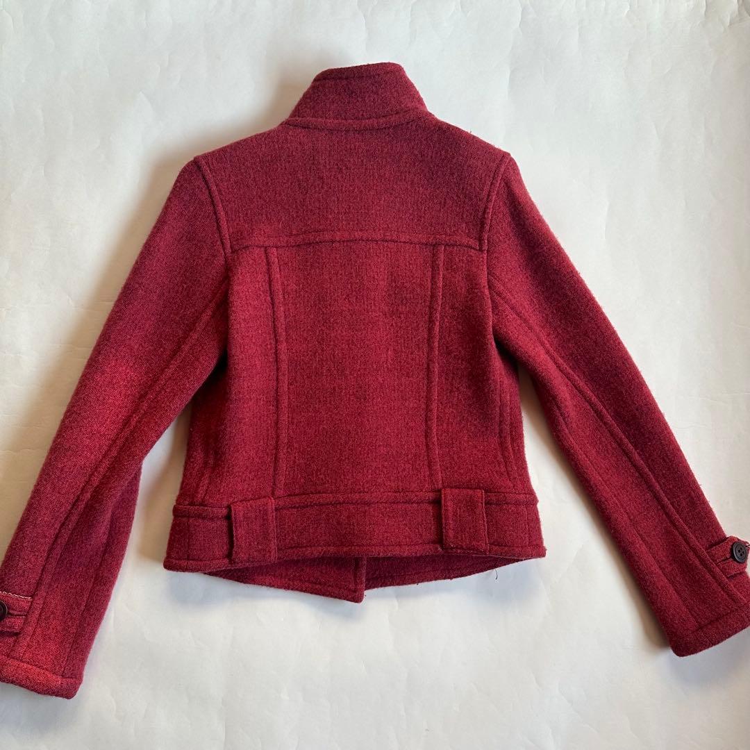 バーバリーブルーレーベル　極美品　ウール　ショートジャケット　えんじ系　臙脂　赤