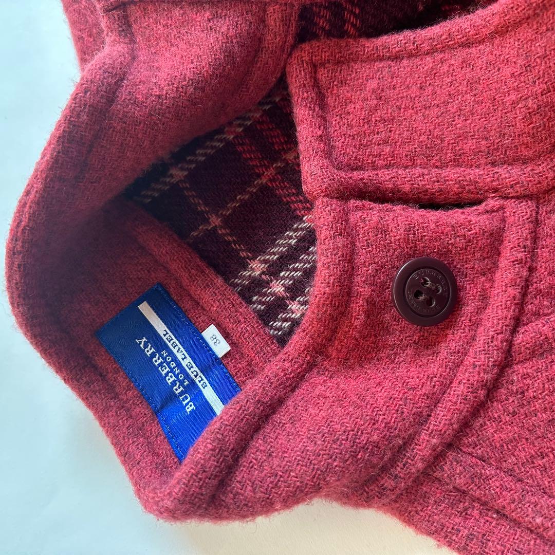 バーバリーブルーレーベル　極美品　ウール　ショートジャケット　えんじ系　臙脂　赤