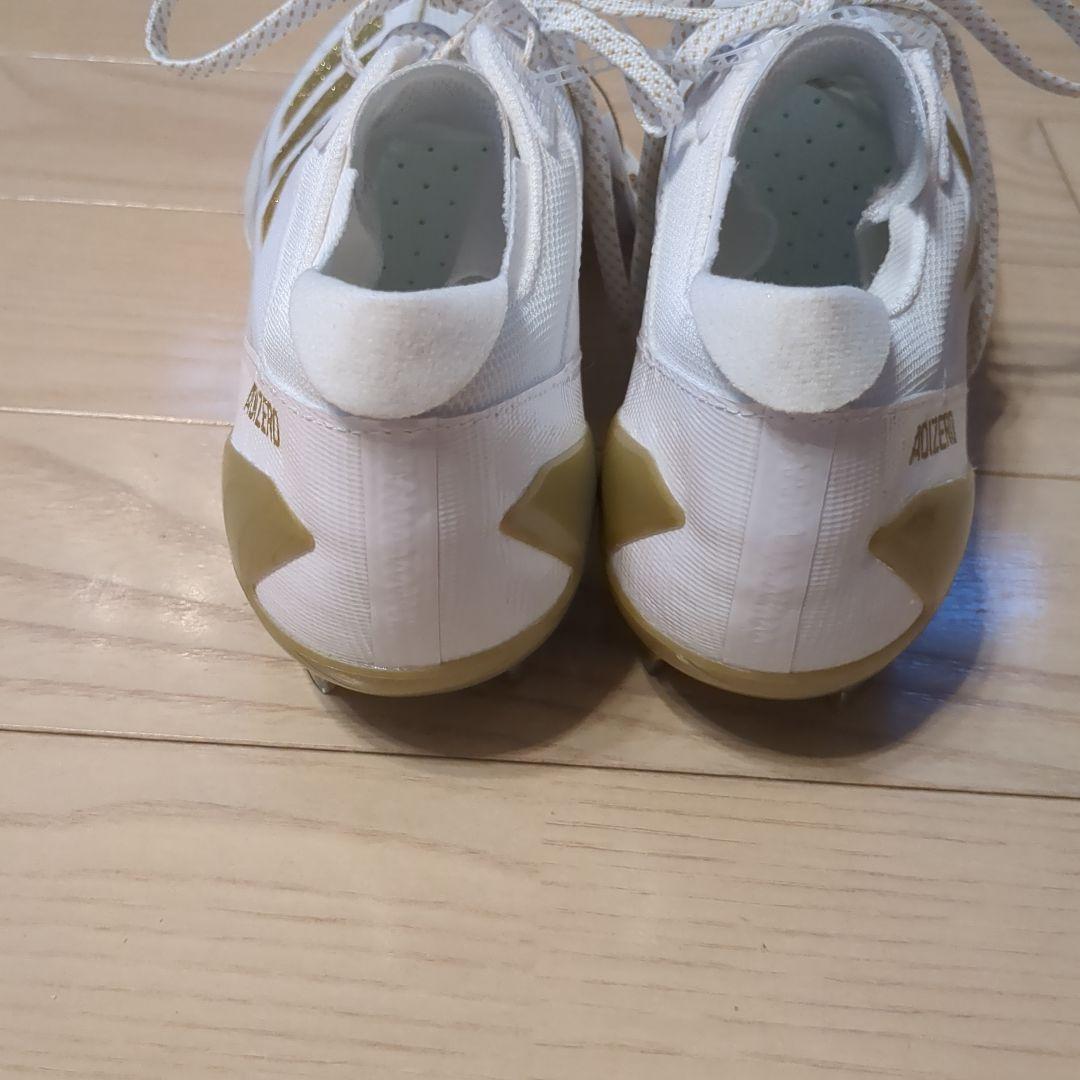 アメフト　スパイク　アディゼロ　28センチ　ADIZERO　白　ゴールド