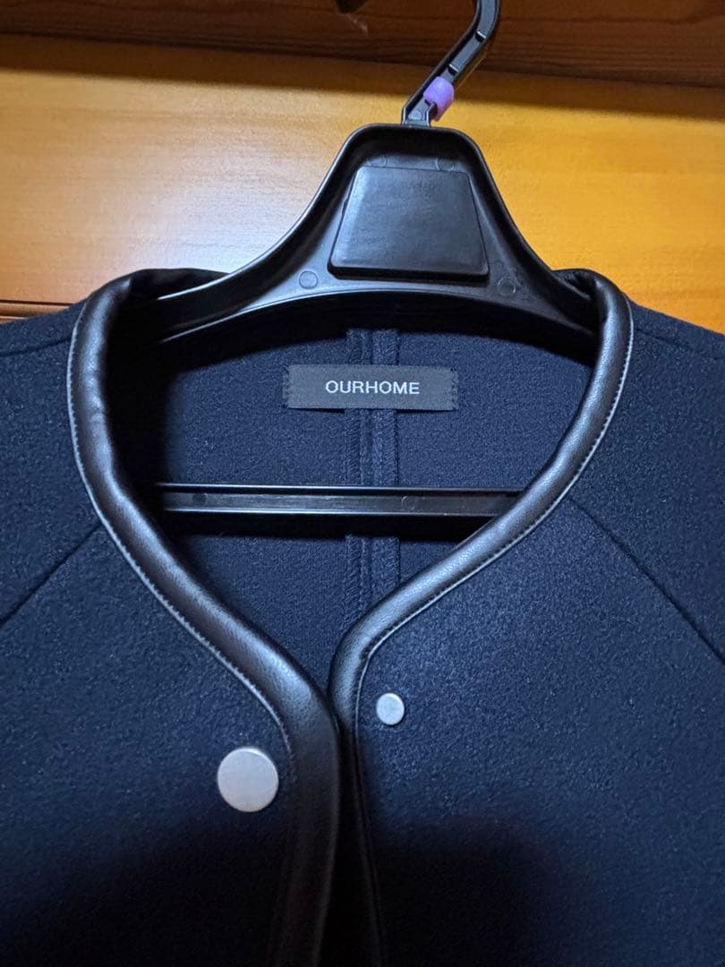 【新品未使用】our パイピング使いのノーカラージャケット ネイビー