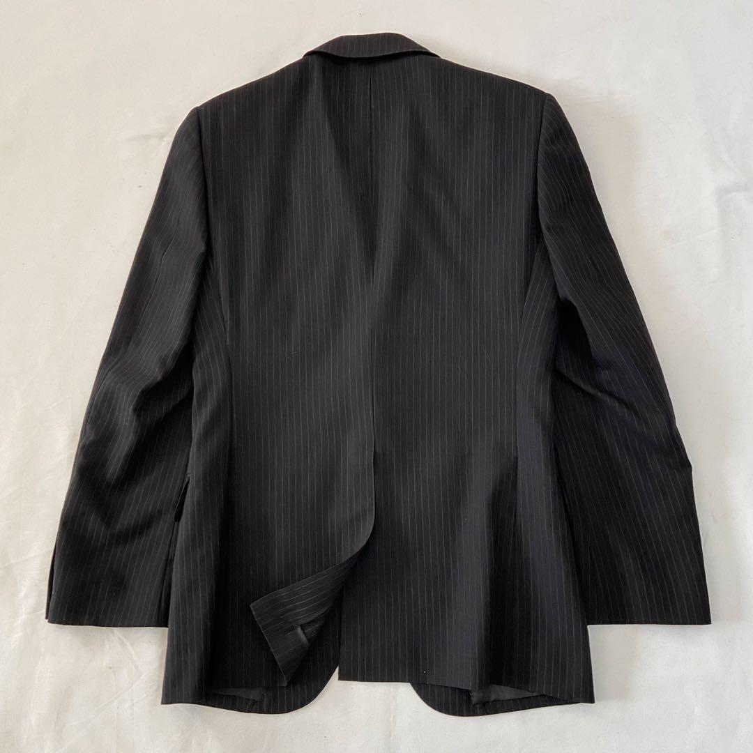 ジョンピアース 3ピース スーツセットアップ ストライプ ベスト 黒 Y4