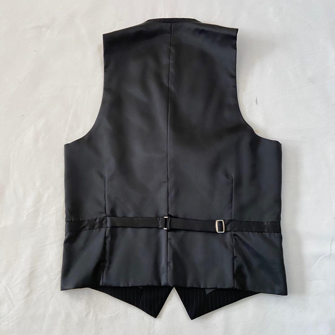 ジョンピアース 3ピース スーツセットアップ ストライプ ベスト 黒 Y4