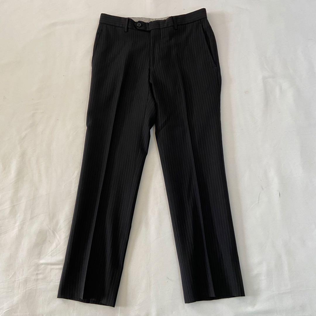 ジョンピアース 3ピース スーツセットアップ ストライプ ベスト 黒 Y4