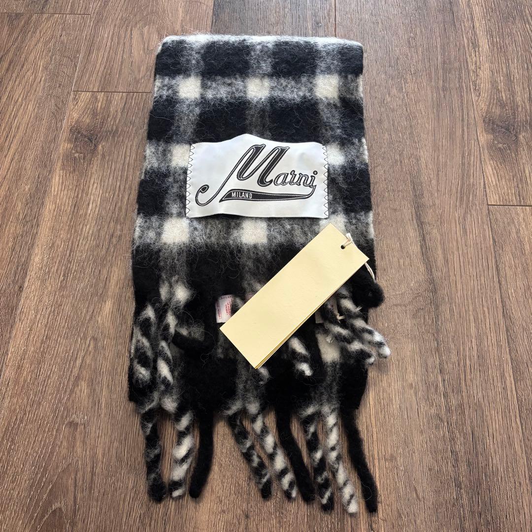 MARNI マルニ　チェックアルパカロゴマフラー　SCZC0047Q0