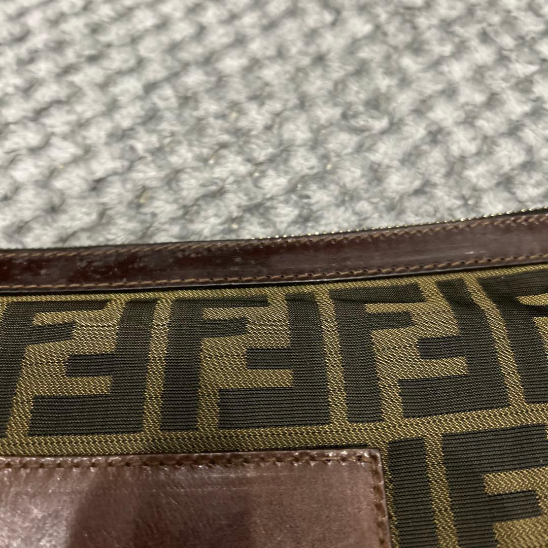 FENDI フェンディ ズッカ柄 キャンバス×レザー クラッチバッグ