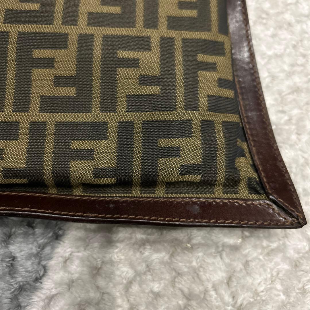 FENDI フェンディ ズッカ柄 キャンバス×レザー クラッチバッグ