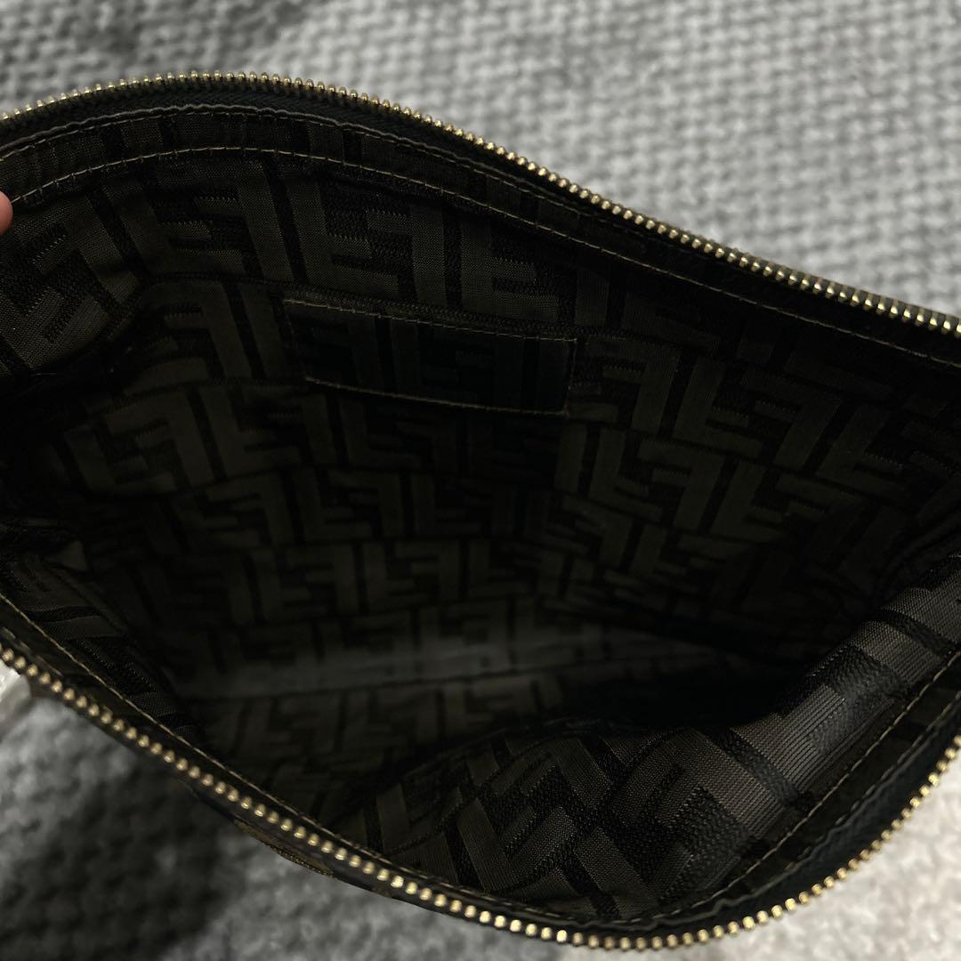 FENDI フェンディ ズッカ柄 キャンバス×レザー クラッチバッグ