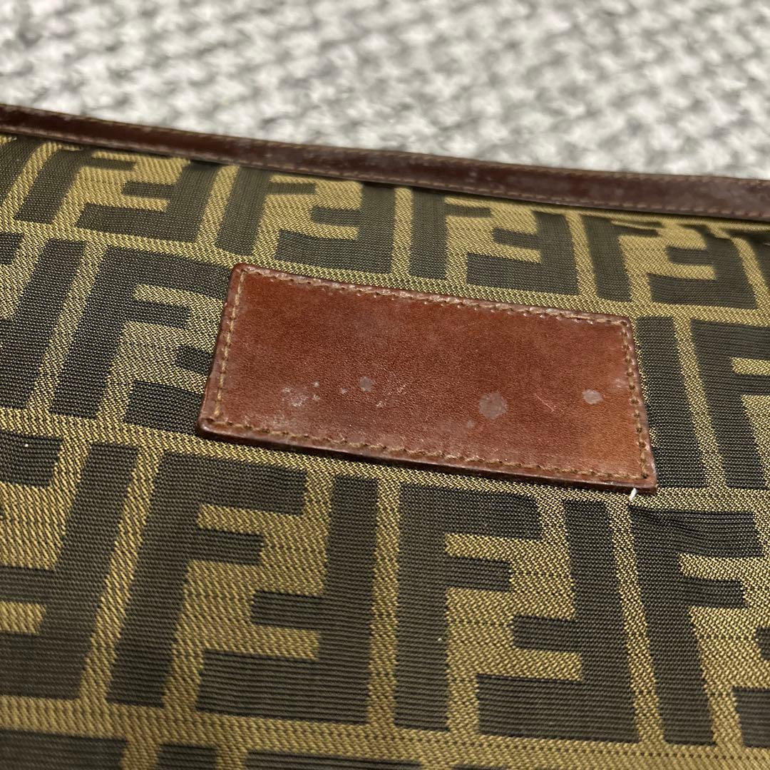 FENDI フェンディ ズッカ柄 キャンバス×レザー クラッチバッグ