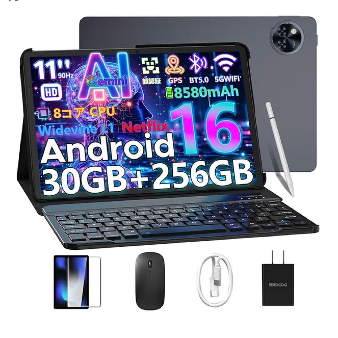 11インチ アンドロイド 16 タブレット30GB+256GB+2TB TF拡張