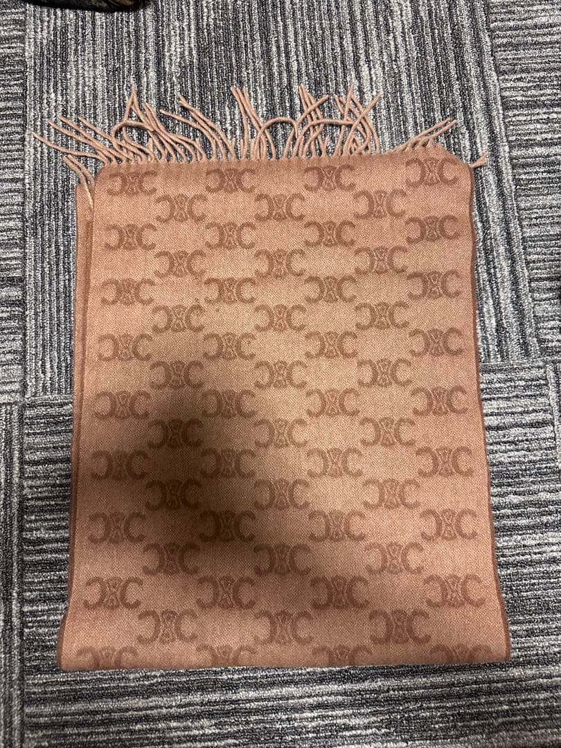 CELINE ロゴパターン マフラー ベージュ 186cm x 36cm