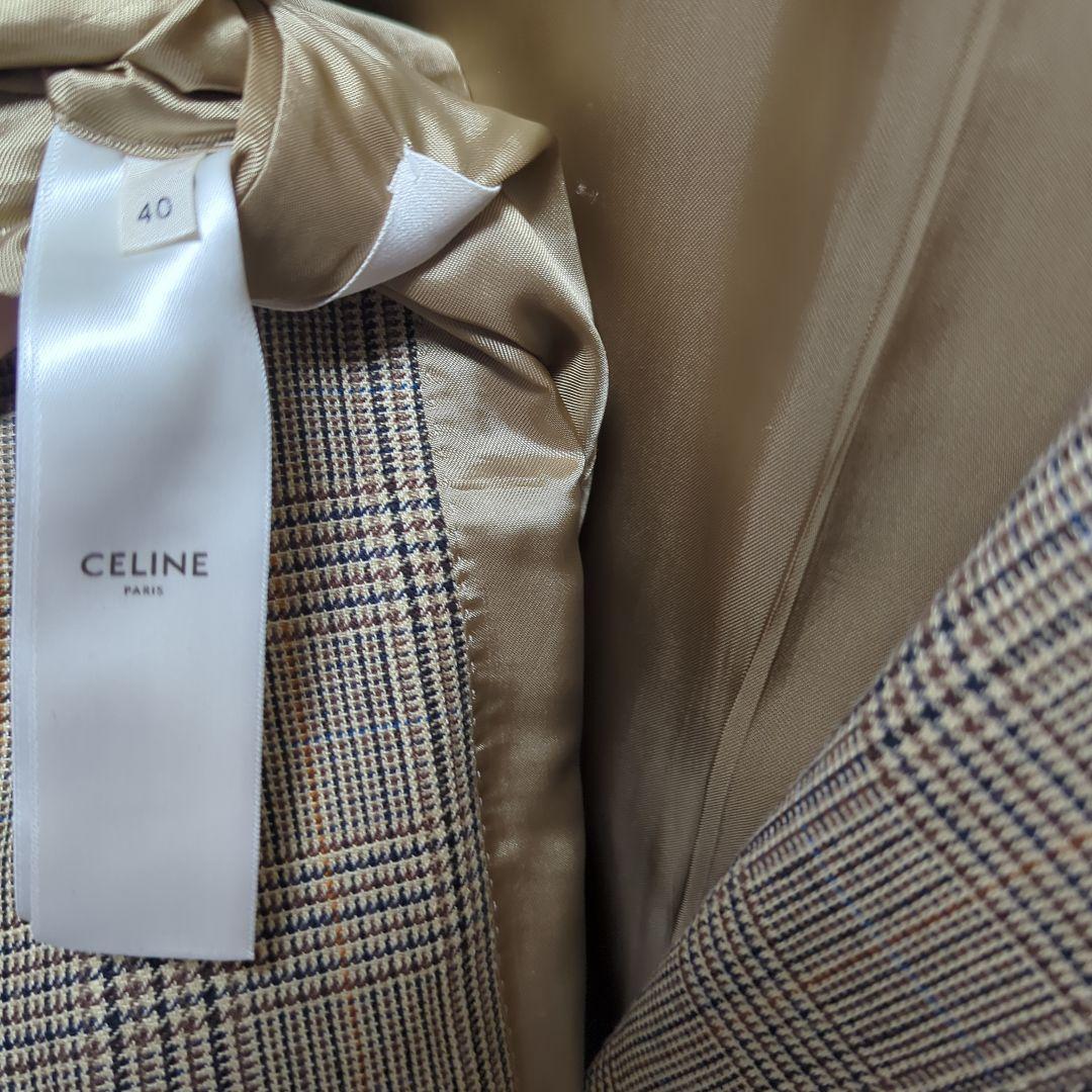 CELINE グレンチェック柄 テーラードジャケット 40