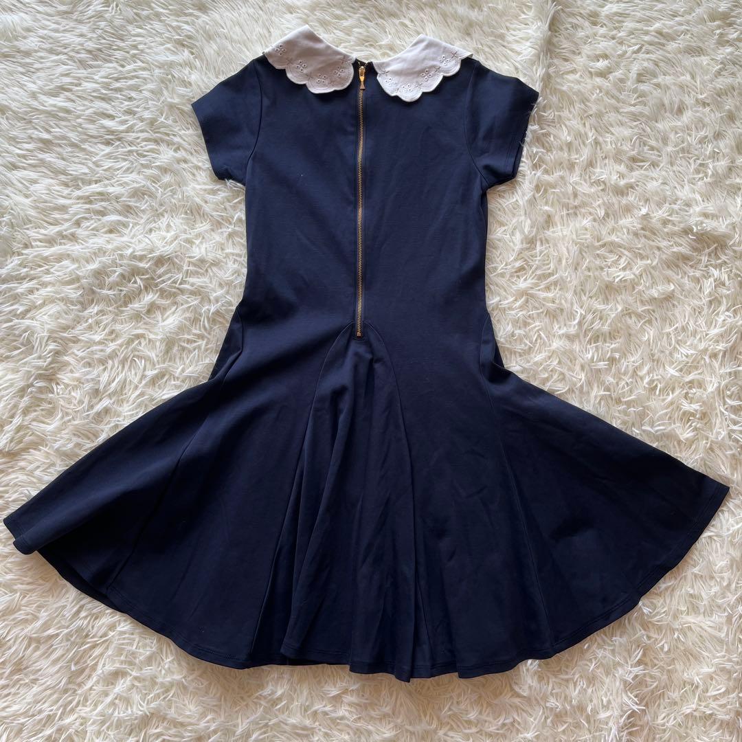 ケイトスペード キッズ ワンピース 半袖 レース襟付 刺繍ロゴ 150