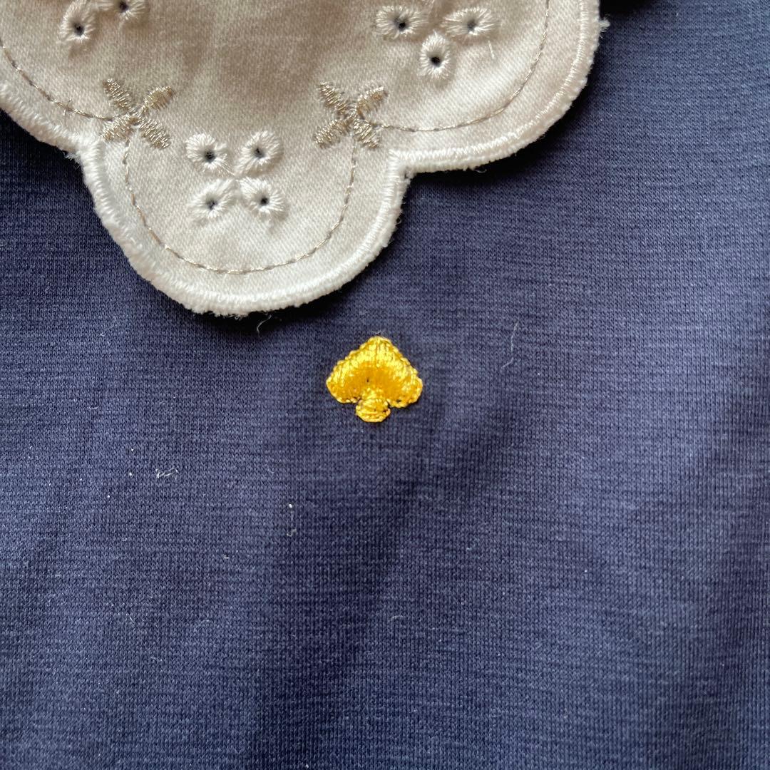 ケイトスペード キッズ ワンピース 半袖 レース襟付 刺繍ロゴ 150