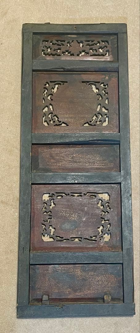 アンティーク　木製彫刻飾り花板 1&2 2枚セット