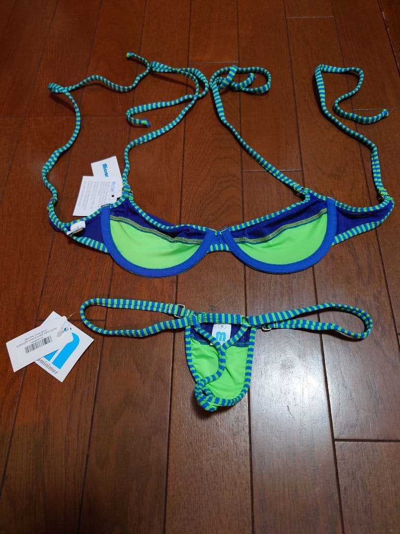 WickedWeasel microminimusライム/ブルーメッシュビキニ