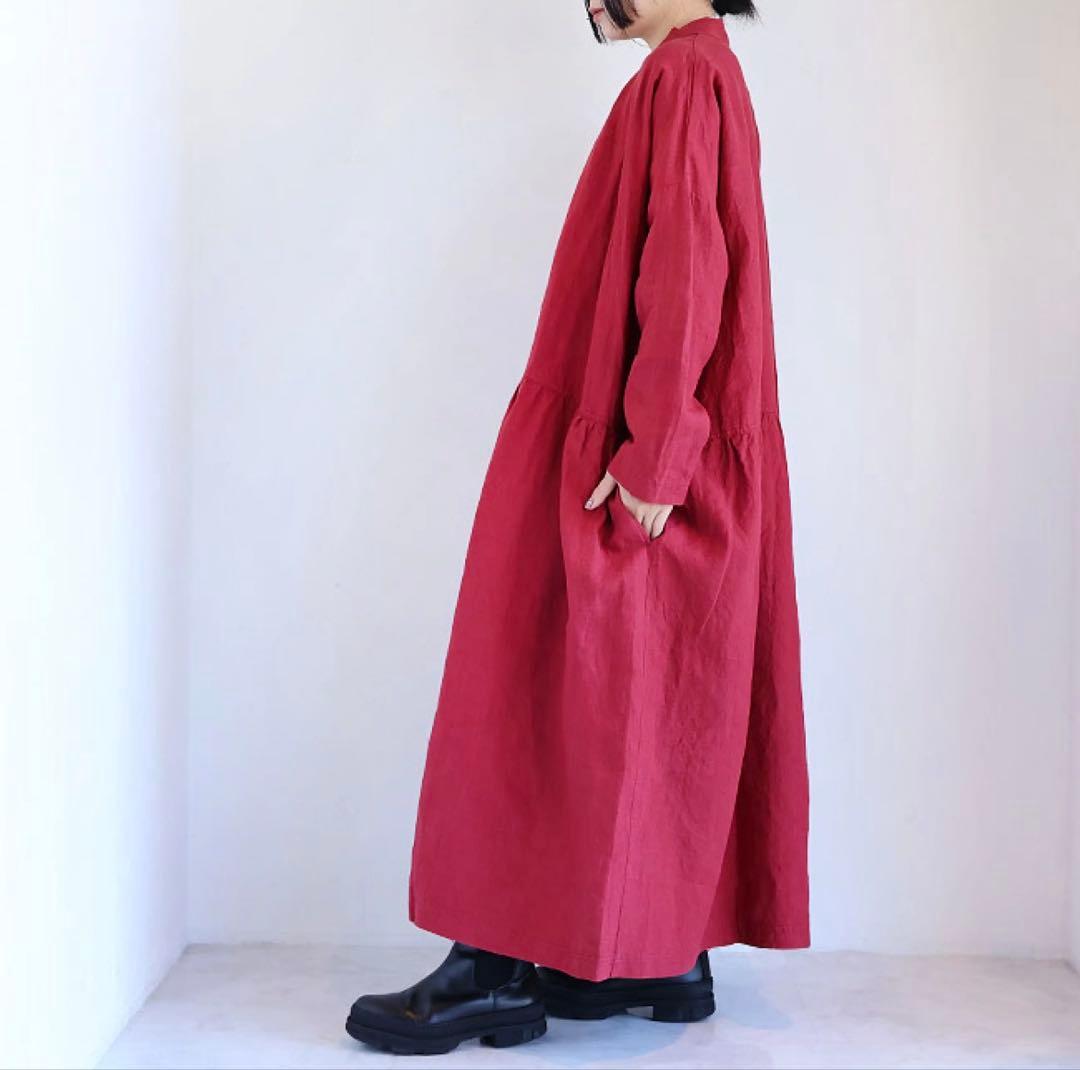 iCHi Antiquites(イチアンティークス)リネンワンピース　レッド