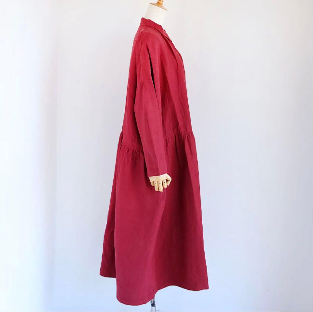 iCHi Antiquites(イチアンティークス)リネンワンピース　レッド