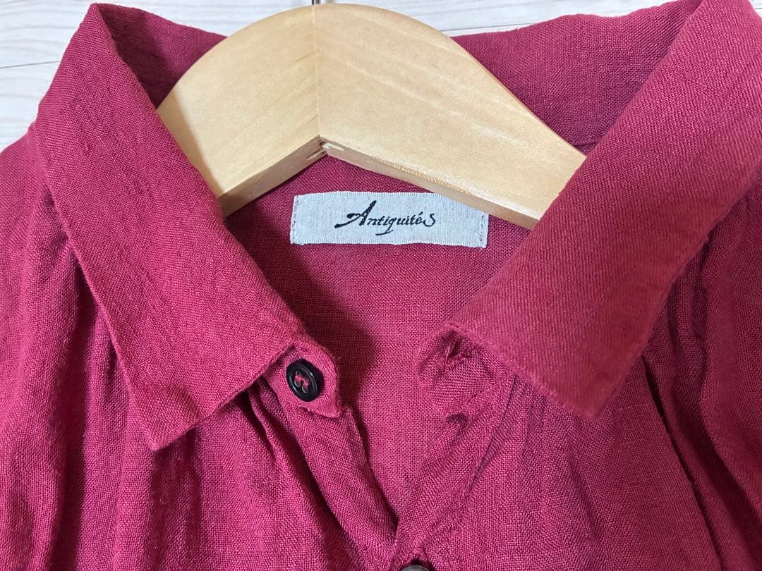 iCHi Antiquites(イチアンティークス)リネンワンピース　レッド