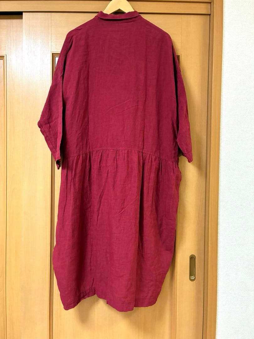 iCHi Antiquites(イチアンティークス)リネンワンピース　レッド