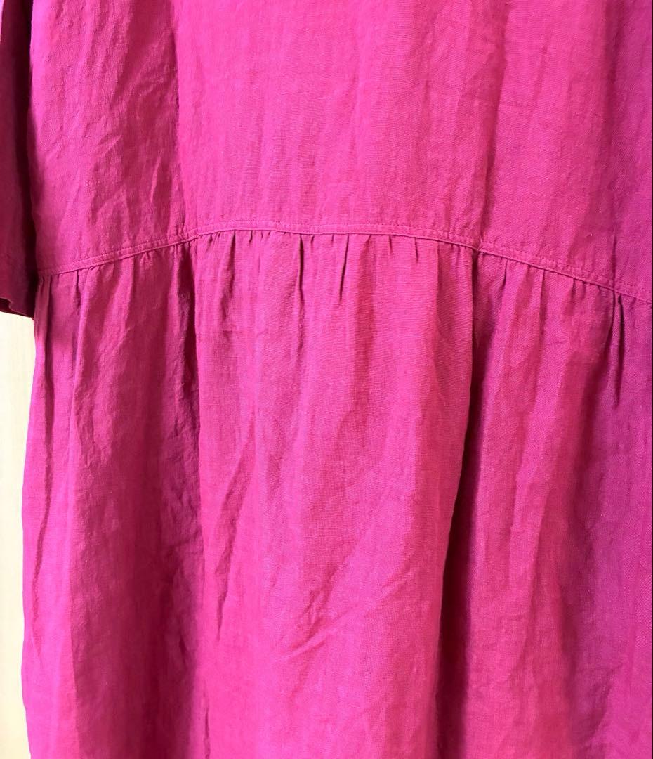 iCHi Antiquites(イチアンティークス)リネンワンピース　レッド