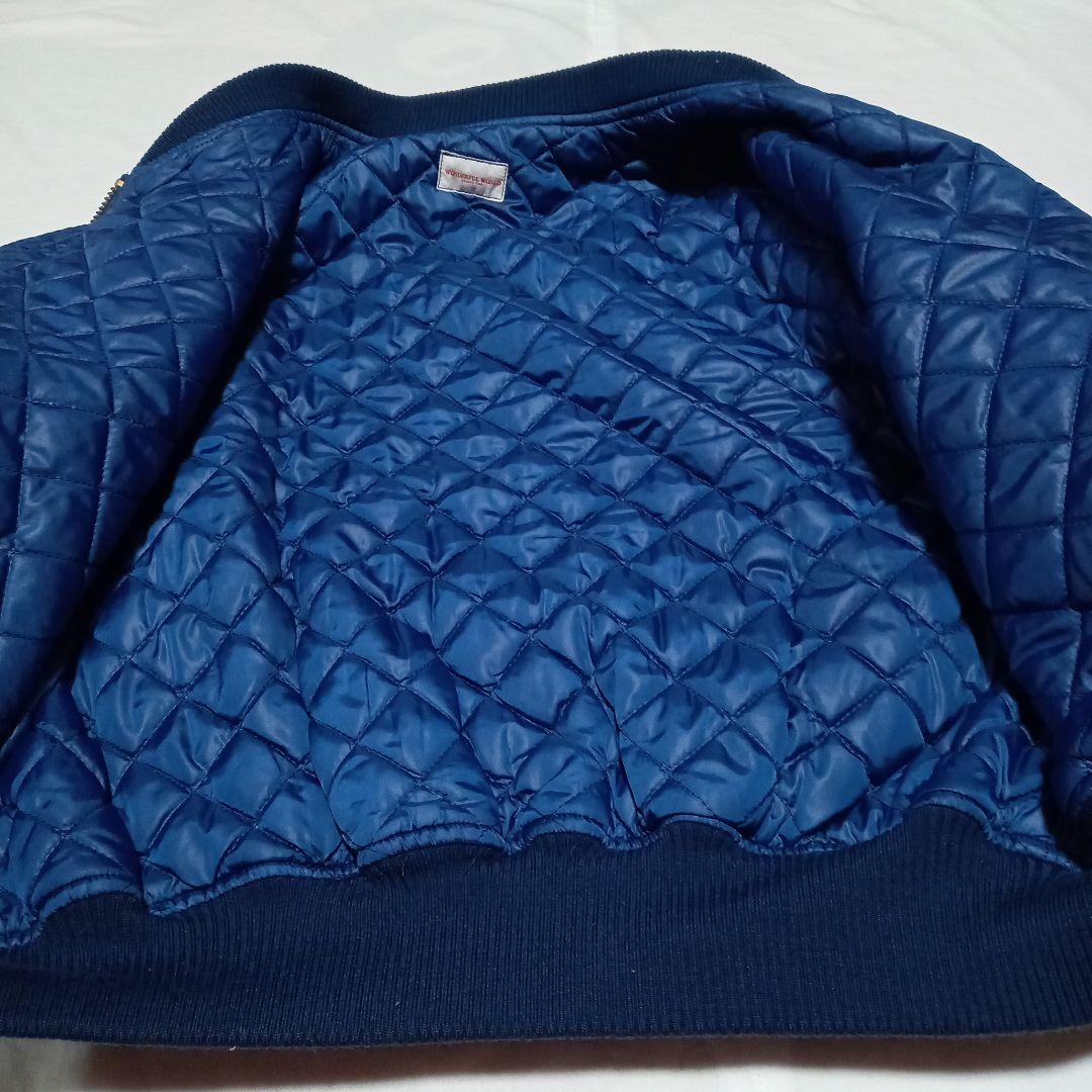 茉*華様 ワンダフルワールド デニムブルゾン キルティング リブ たんぽぽ刺繍