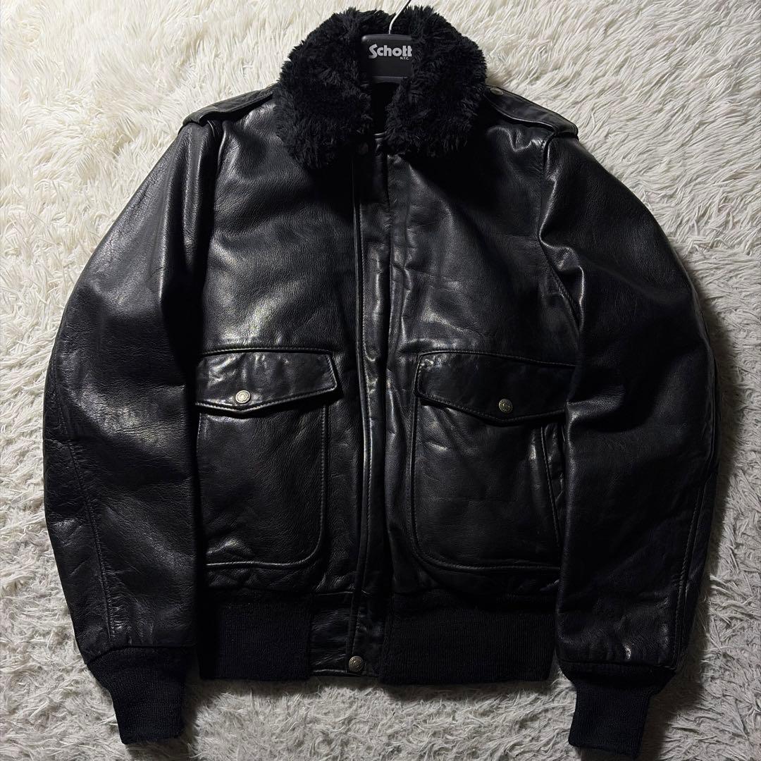 【米国製】schott フライトジャケット　 G-1 184SM ブラック　38