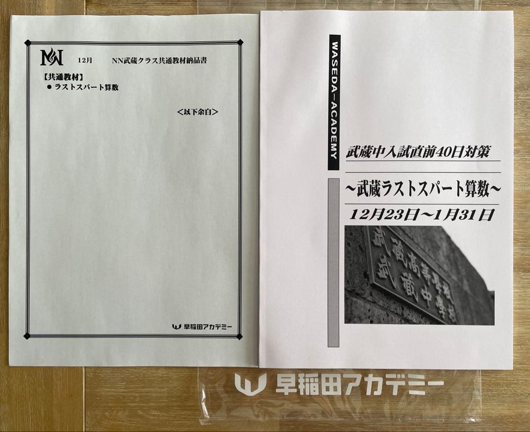 NN武蔵2024 早稲アカ 直前 ラストスパート算数 問題集 解説付き