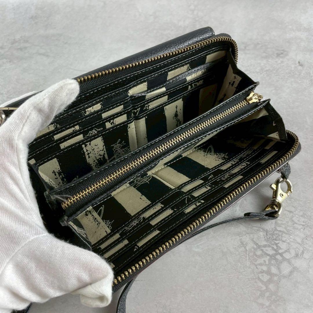 ヴィヴィアンウエストウッド　長財布　ショルダーバッグ　オーブ　レザー　ブラック