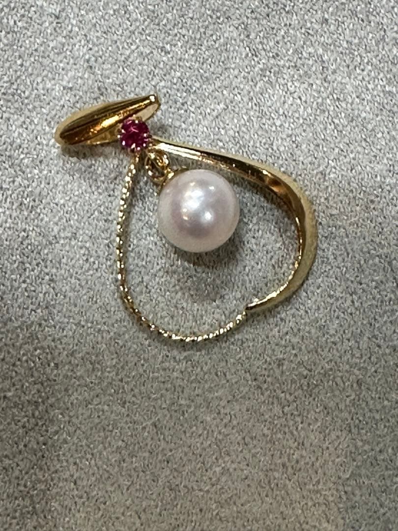 直*子様 K18あこや真珠 ルビー ペンダントトップ